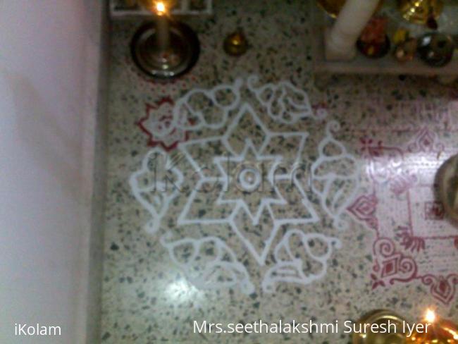 Rangoli: puja room kartigai kolam 