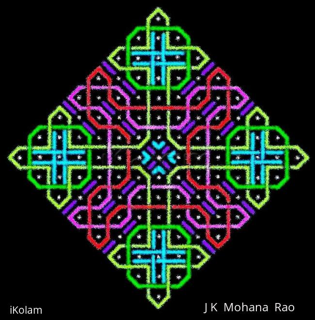 Rangoli: A rangOli with 1 to 15 dots (8x8 dots) - 3