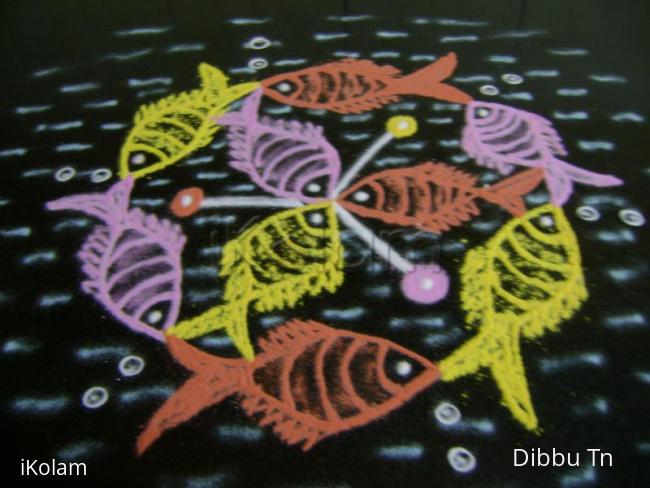 Rangoli: Fishes on the cruise