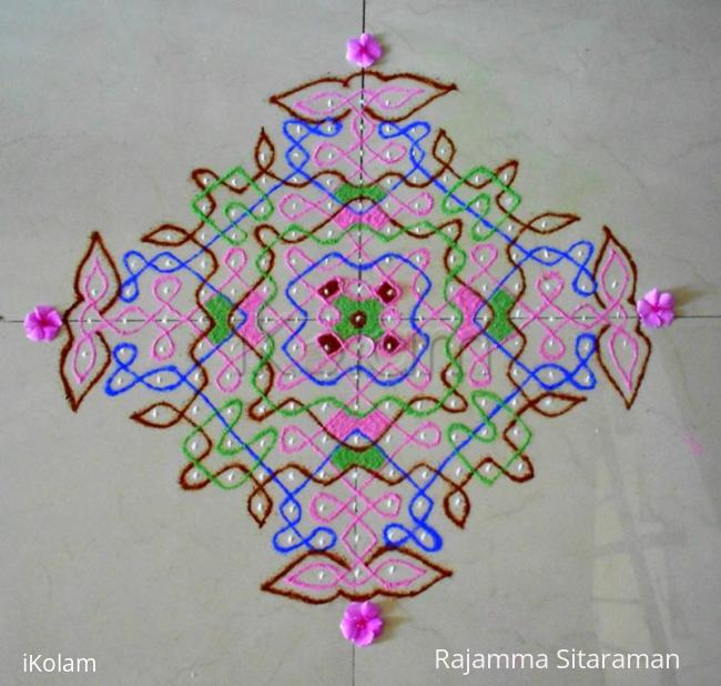 Rangoli: Multicoloured chikku kolam