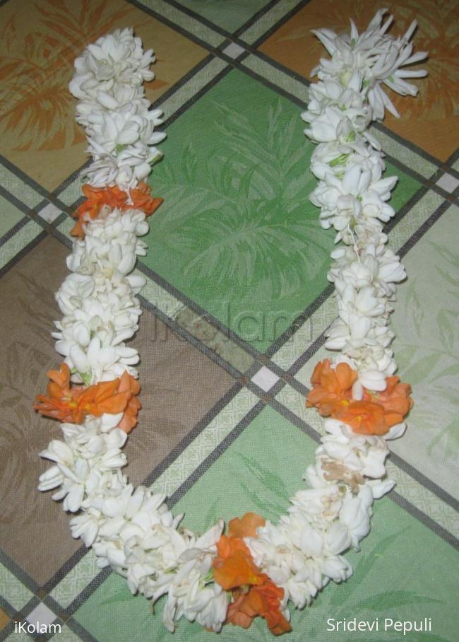 Rangoli: Jasmine Flower from our yard