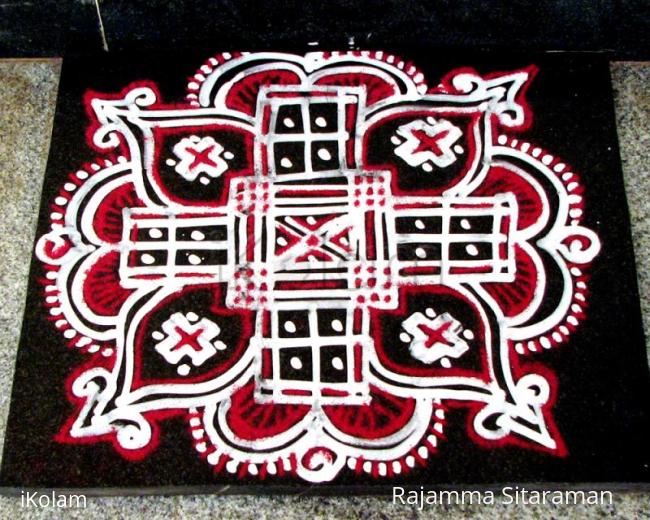 Rangoli: Red and white Padikolam