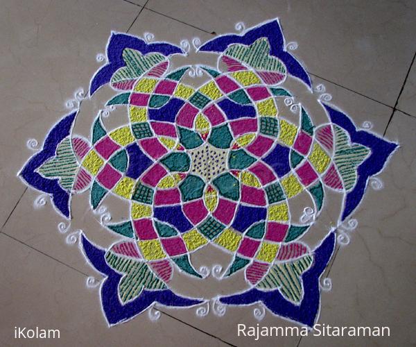 Rangoli: Basic design no. 1 on the floor