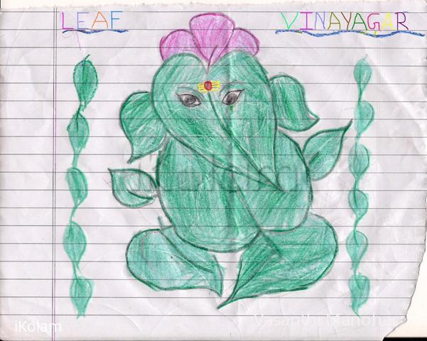 Rangoli: Leaf Vinayagar Drawing