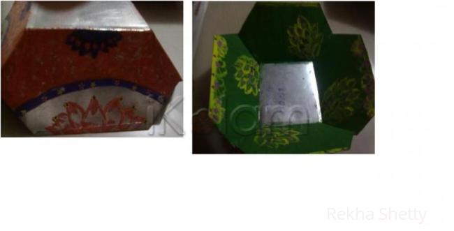 Rangoli: metal basket painting-3