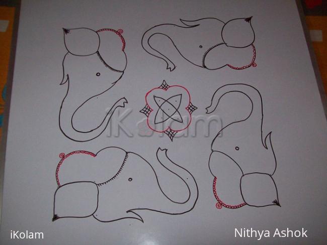 Rangoli: Elephant kolam