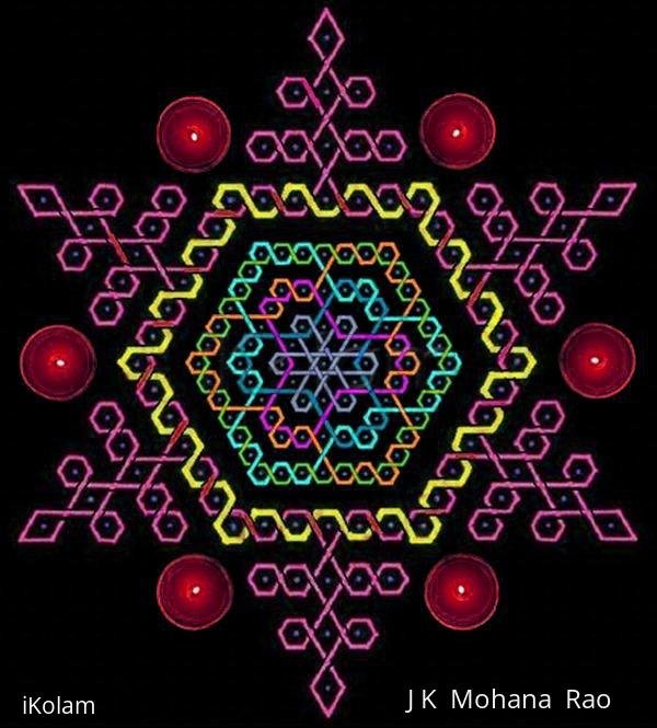 Rangoli: Hexagonal paDikOlam - 11