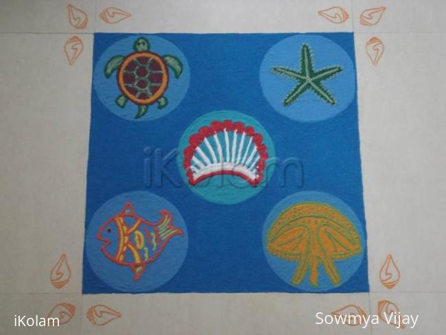 Rangoli: Sea animals Theme Rangoli