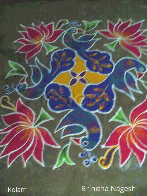 Rangoli: Lotuses and Peacocks