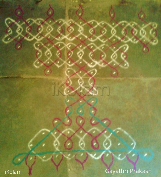 Rangoli: Lamp in chikku kolam