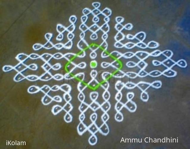 Rangoli: 15x1 DOTTED KOLAM-4