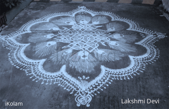 Rangoli: Krishna's feather rangoli