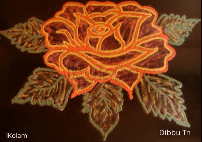 Rangoli: Fully Bloomed Rose for Maha