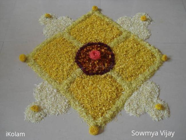 Rangoli: Pookolam with left over flowers