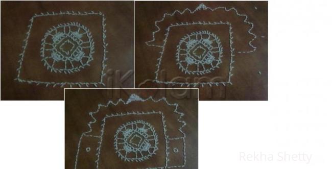 Rangoli: My first kolam with rice grain 