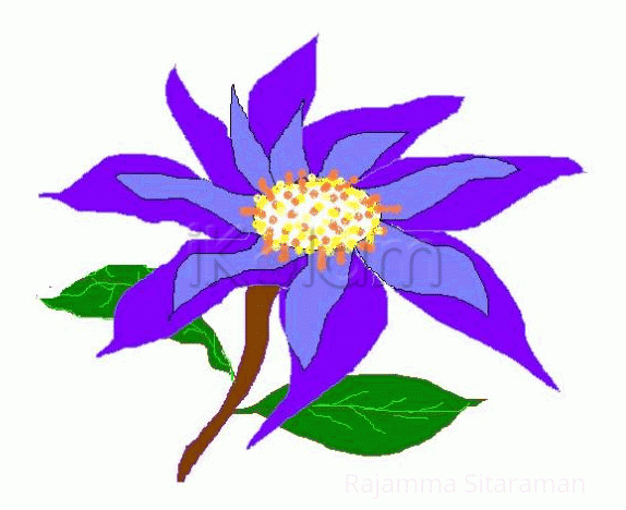 Rangoli: Violet flower in MS paint.