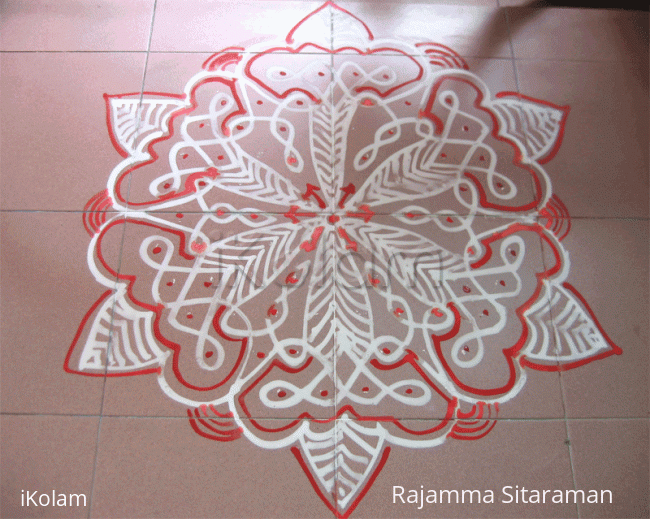 Rangoli: Red and white kolam