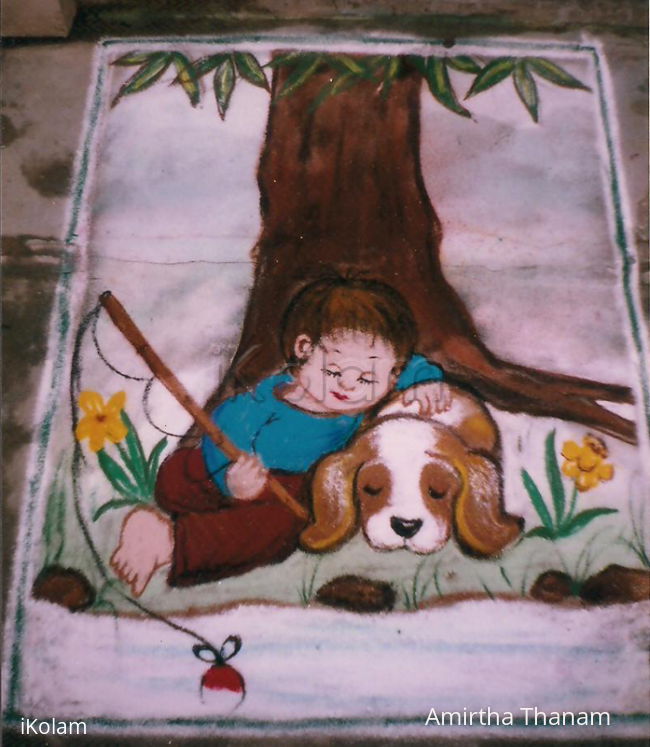 Rangoli: Fishing with my buddy -  rangoli