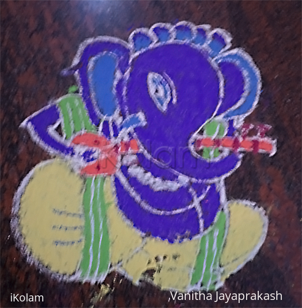 Rangoli: Ganesha with Sitar