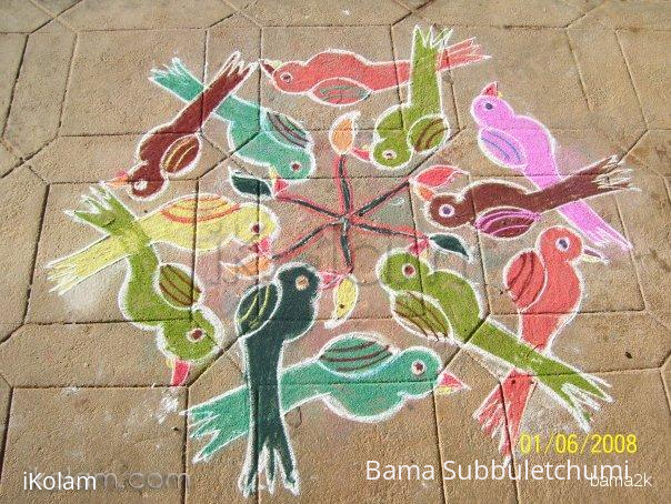 Rangoli: Group of birds rangoli