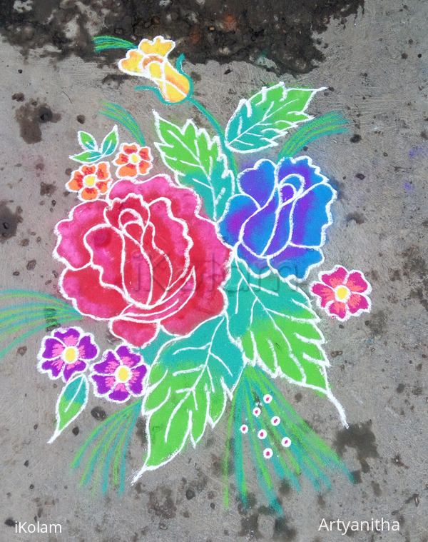 Rangoli: Flower freehand rangoli