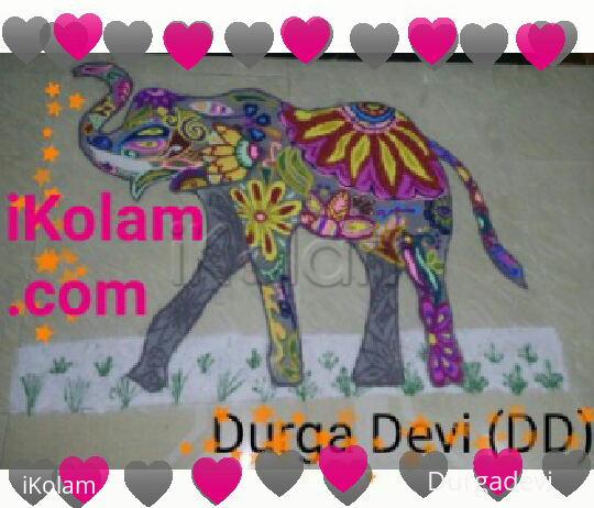 Rangoli: DD Elephant design kolam