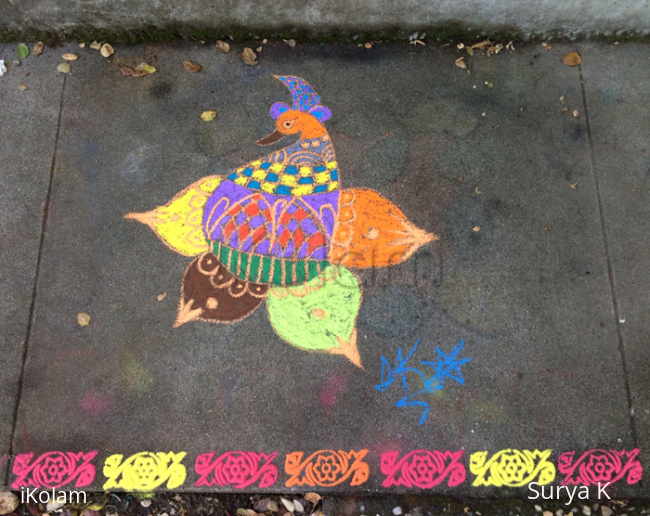 Rangoli: Multicolored bird rangoli