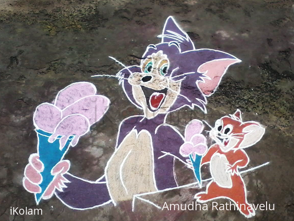 Rangoli: Tom and Jerry rangoli