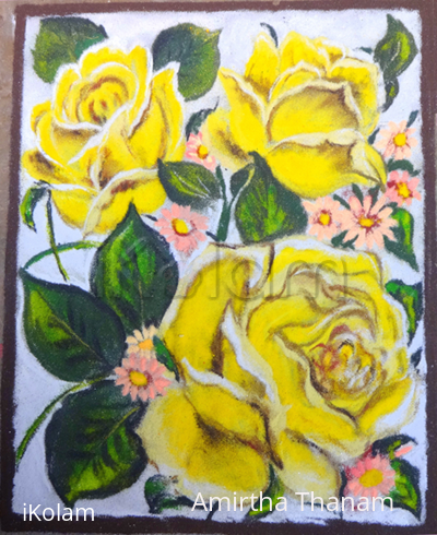 Rangoli: yellow roses