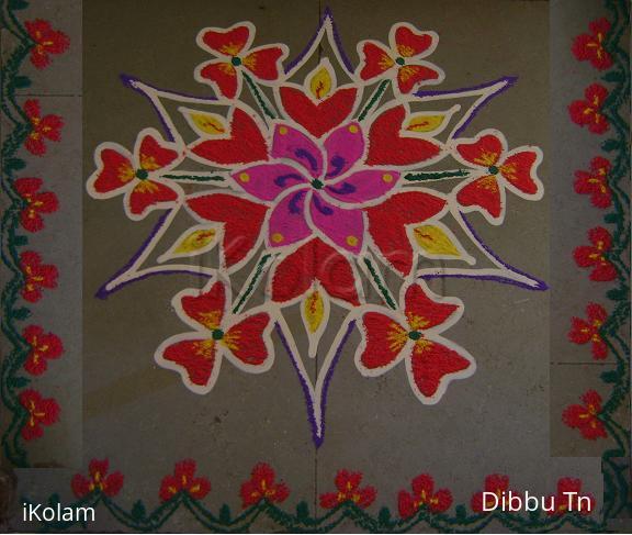 Rangoli: Red and Pink Ready to Wink