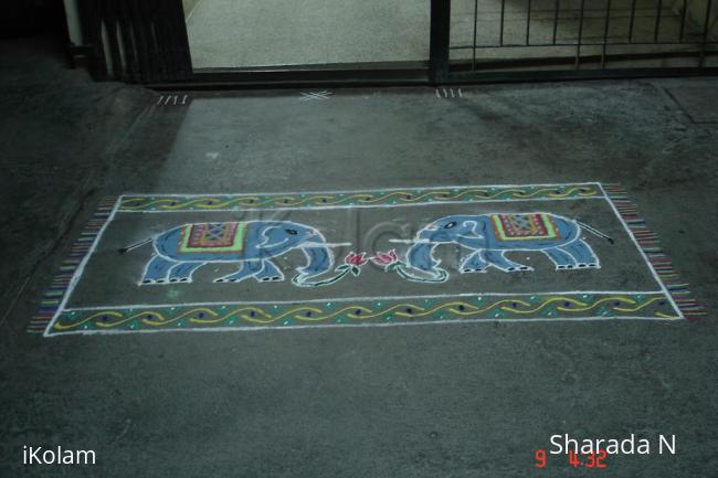 Rangoli:  Carpet design - Freehand and Dotted 