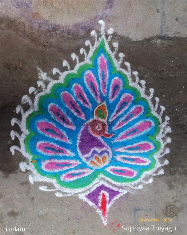 Rangoli: Freehand peacock