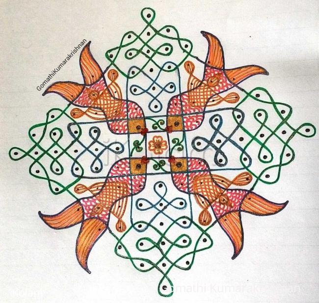 Rangoli: Glitter chikku kolam