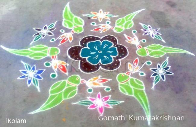 Rangoli: Parrot Rangoli