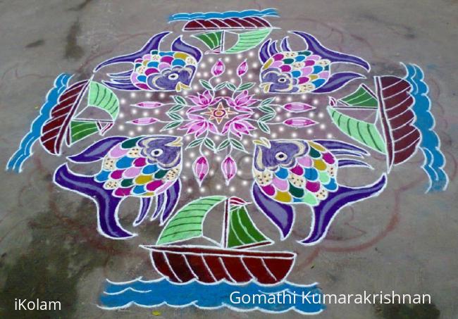 Rangoli: Margazhi Utsavam Day-24 (Rainbow fish)