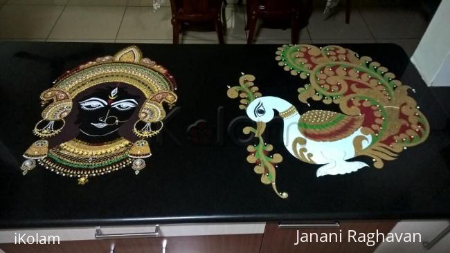 Rangoli: 2017-Navratri-7-Maa Durga and Her Swan 