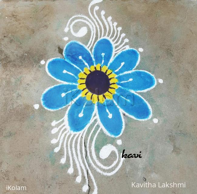 Rangoli: Single blue flower 