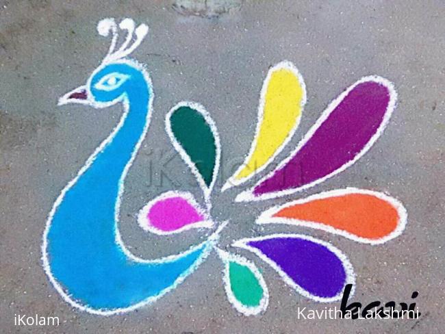 Rangoli: Multi coloured peacock 