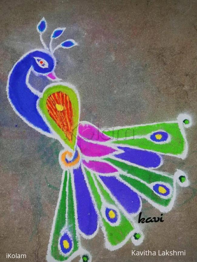 Rangoli: Multi coloured peacock 