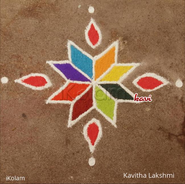 Rangoli: 7,5,3,1 straight dots simple & cute kolam