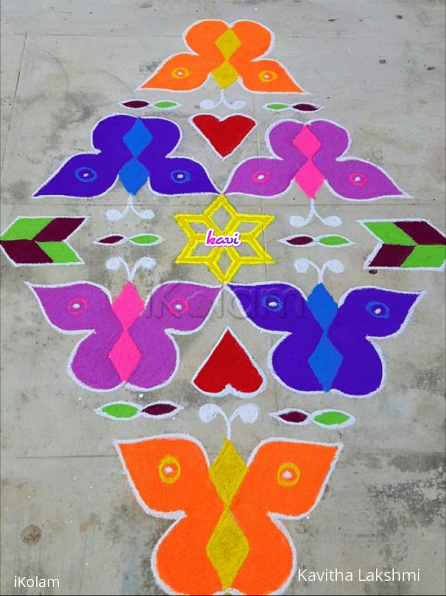 Rangoli: Butterfly kolam in 15 dots 