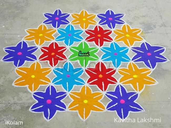 Rangoli: Colorful flowers kolam 