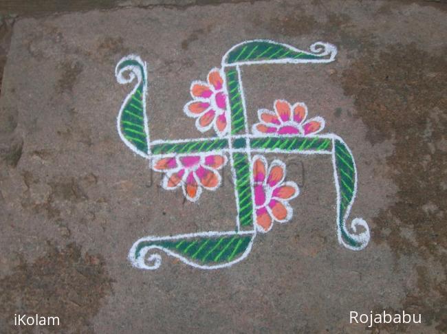 Rangoli: swastik colour