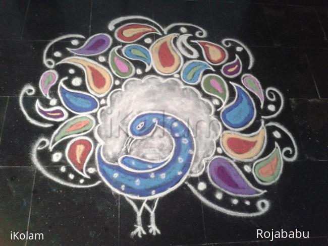 Rangoli: Paisley Peacock rangoli