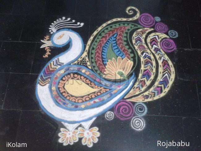 Rangoli: Multi colour peacock