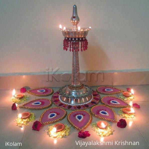 Rangoli: moveable rangoli with kuthu villakku