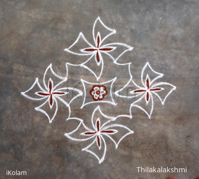 Rangoli: Four petaled flower kolam 