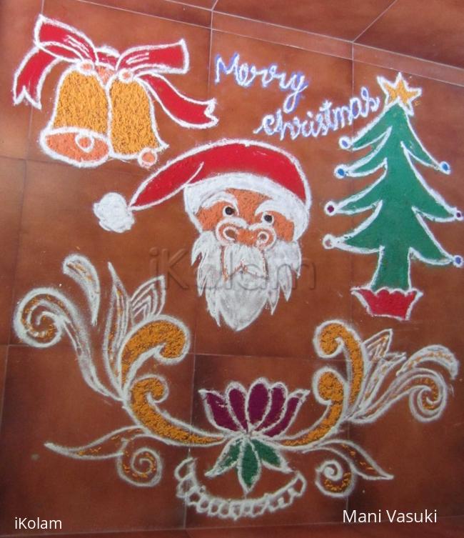 Rangoli: christmas kolam freehand design