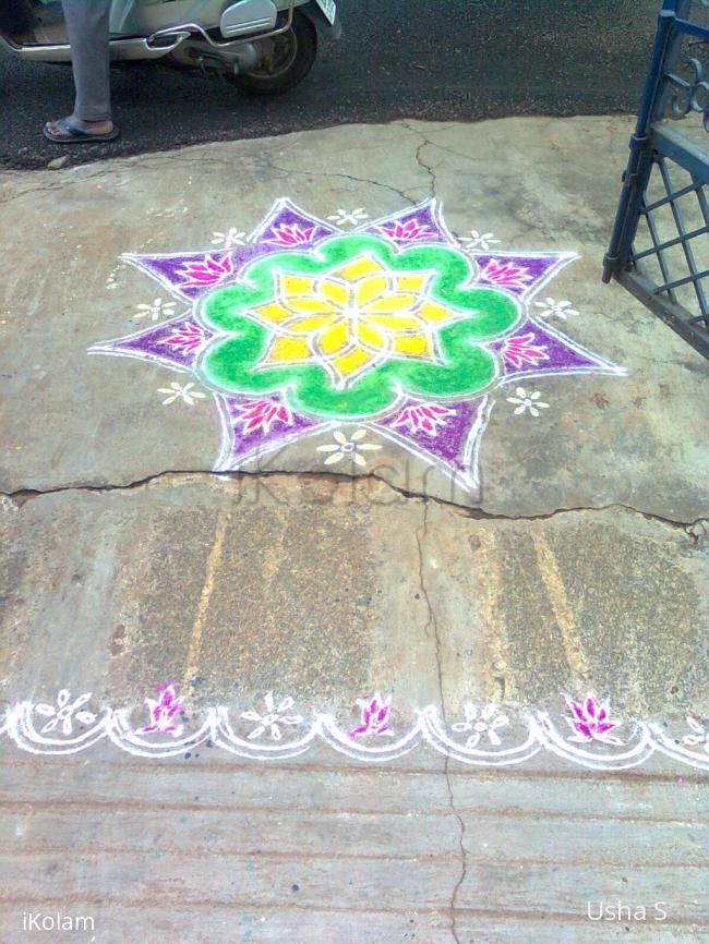 Rangoli: Free hand rangoli - lakshmi pooja