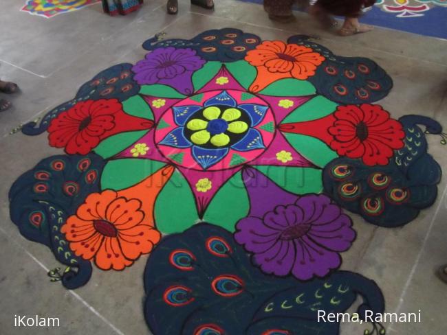 Rangoli: Peacock-flower kolam